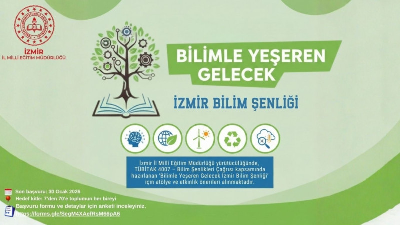 İzmir İl Millî Eğitim Müdürlüğü'nden TÜBİTAK4007 Bilim Şenlikleri Destekleme Programı Çağrısı